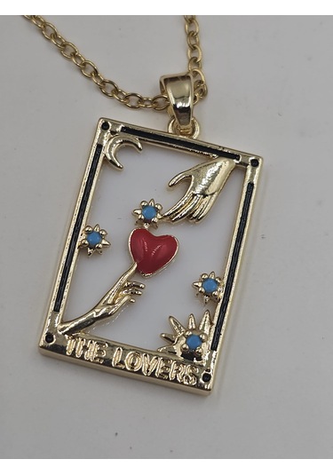 The Lovers Taror Kartı Çelik Kolye Altın