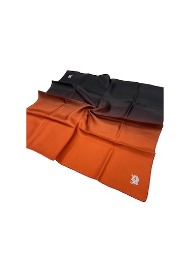 Levidor Twill İpek Eşarp - Degrade - Yeni Kiremit Siyah - Kiremit Siyah