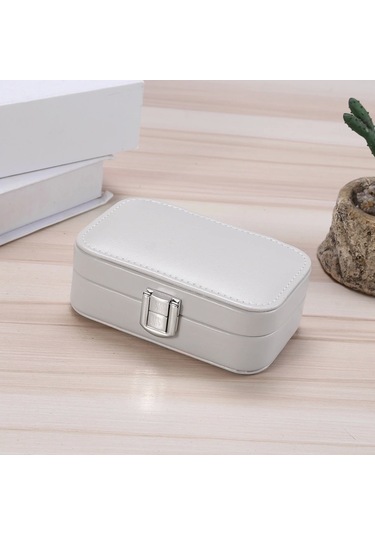 Deri Seyahat Takı Bijuteri Mücevher Kutusu Organizer Düzenleyici 20cm Gri İthal Ürün