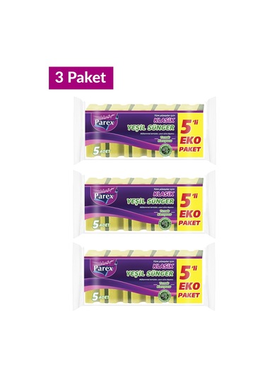 Klasik Yeşil Sünger Oluklu 5'li Paket Üçlü Set