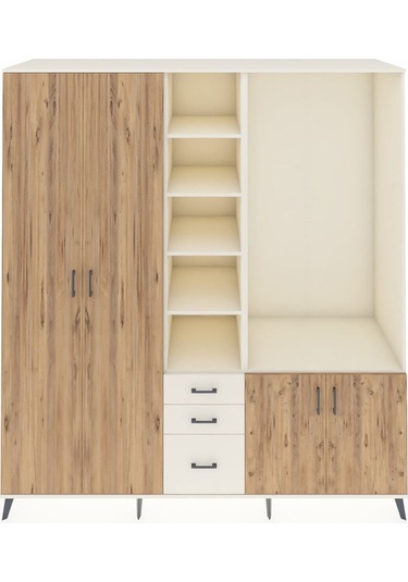 Kronos Dolap 13 Raflı 3 Çekmeceli 4 Kapaklı 220x59x243 Aytaşı-çam/aytaşı Atlas Çam/aytası