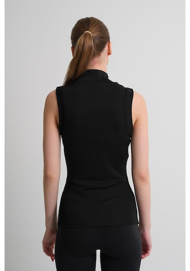 Alexandergardı Dik Yaka Kolsuz Kadın Bluz Siyah