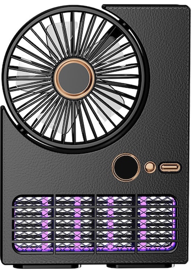 Ximistore9 2025 Yeni Model F05s Siyah Dış Mekan Kamp Makyrosu + Soğutucu Fan 2'li Fonksiyonlu Usb-c Şarjlı 5 Hızlı İç/dış Kullanım Uygun