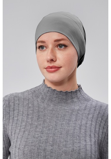 Kadın Tesettür Hazır Pratik Geçmeli Bone Lastikli Kaymaz Füme Füme