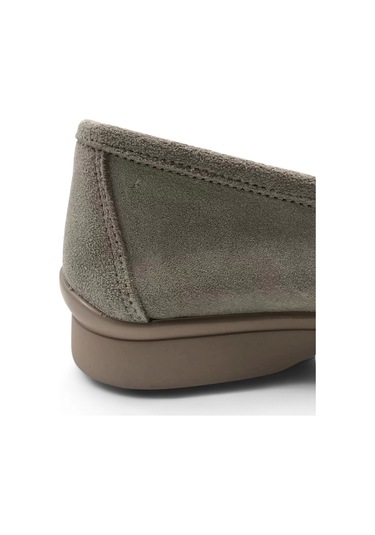 Scarpe Bej Hakiki Deri Kadın Süet Babet Ayakkabı Bej