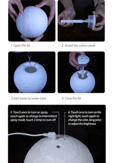Dianziye Ev İçin 3 Renkli Gece Lambalı Sessiz Nemlendirici, 880ml Büyük Kapasite, Sürekli/aralıklı Sprey Modu, 36db'den Az Gürültü, Hava Nemlendirme Ve Cilt Bakımı