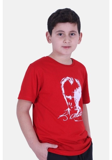 Fyk Kids 2'li Atatürk-imza Farklı Desenli Erkek-kız Çocuk T-shirt Beyaz Kırmızı - Beyaz