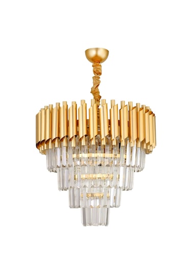 Palmira 45'lik Kristal Taşlı Lüks Avize - Sarı-yaldız Sarı Yaldız