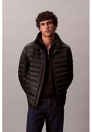 Erkek Regular Fit Kapitone Şişme Mont - Siyah Black