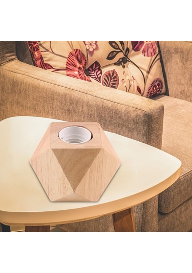 Soulader E27 Duyulu Retro Masa Lambası Elmas Desenli Ahşap Gece Lambası Dekoratif Aydınlatma Çok Renkli