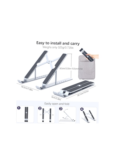 Skycity Alüminyum Dizüstü Bilgisayar Ayakçısı 8-17.3 İnç Uyumlu 6 Seviye Yüksekliği Ayarlanabilir Soğutma Fonksiyonlu Taşınabilir Tablet Tutucu