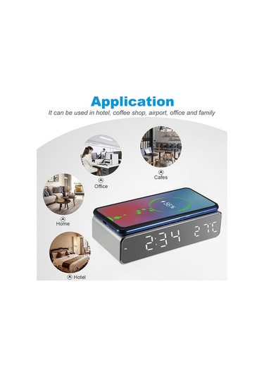 Moly Yunboo Kablosuz Şarjlı Alarm Saat: 3 Alarm, Sicaklık, Tarih, 12/24 Saat, Huawei Xiaomi Uyumluluğu