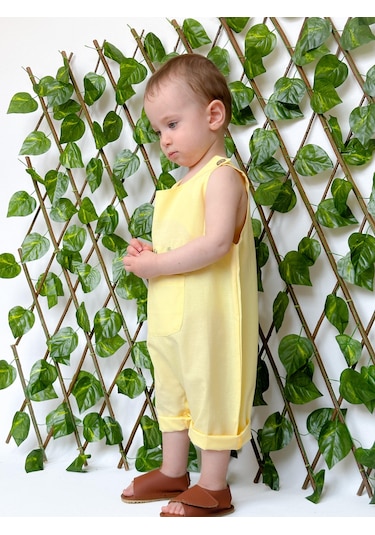 Miababy Nakışlı Yazlık Efil Tulum sarı