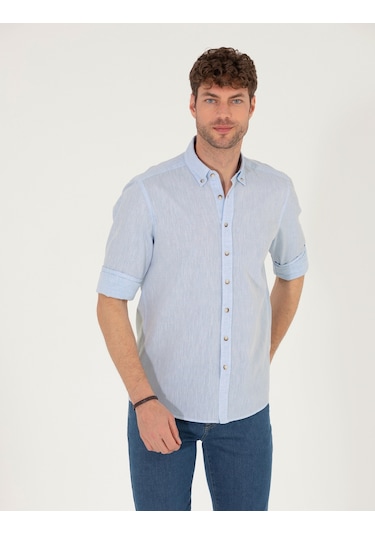 Pierre Cardin Erkek Açık Mavi Desenli Gömlek 50265119-vr003 Açık Mavi