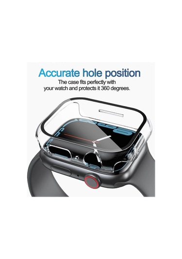 Apple Watch Series 7 41mm İle Uyumlu, Temperli Cam Ekran Koruyuculu, Tamamen Koruyucu Sert Pc Kabuklu 2'li Kılıf - Şeffaf