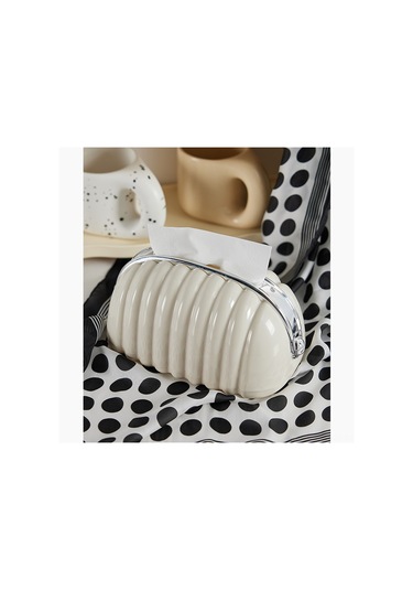 Geeroyoo Mum Kremi Kabuk Çanta Desenli Kağıt Havlu Kutusu, Yüksek Kaliteli Yaylı Tutucu, Üniversite Yurtu Masaüstü Oturma Odası Dekoru