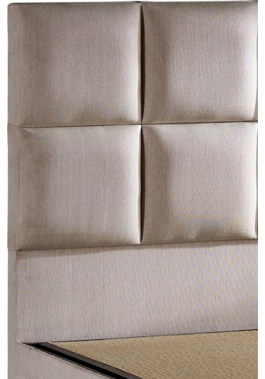 Star Baza Ve Başlık Seti 180x200 Cm Çift Kişilik Krem Keten Kumaşlı Lüks Baza Ve Başlık Takımı