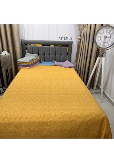 Nivemeshome Hardal 160x230 Tek Pike Örtüsü Tek Kişilik Hardal