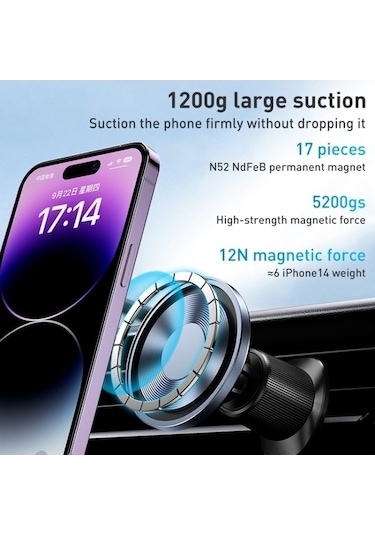 Wondernest Momax Move Evrensel Şeffaf Manyetik Araç Tutucu Hava Çıkışlı Siyah Siyah