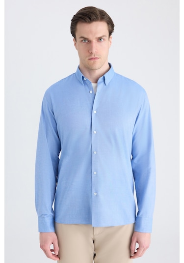 Twn Slim Fit Saks Mavi Armürlü Gömlek 5ef02ee04259m 750