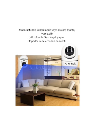 Wifi Bebek Kamerası Sesli, Gece Görüşlü, 360 Döner