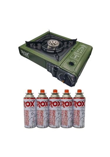 Rox Camping 0188 Tekli Portatif Kamp Ocağı Haki Yeşil Rüzgarlıklı