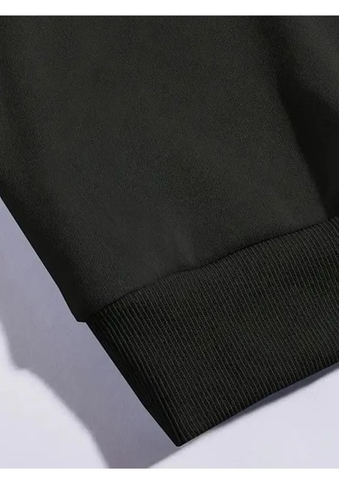 Kışlık Kapüşonlu Sweatshirt, Çocuk Ayıcık Baskılı SiYAH