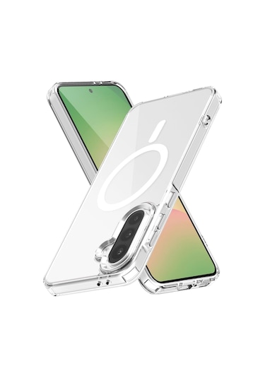 Samsung Galaxy Uyumlu A56 Kılıf Magsafe Özellikli Şeffaf Silikon Kapak Şeffaf