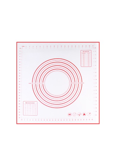 Yuntech01 Kırmızı Silikon Hamur Hazırlama Matı - Ölçü İçerir - Fırın Ve Barbekü Araçları - 29x26 Cm Kırmızı
