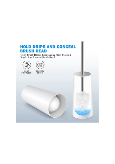 Tuvalet Fırçası Ve Tutucu, 2'li Uzun Saplı Tuvalet Fırçası, Beyaz Beyaz