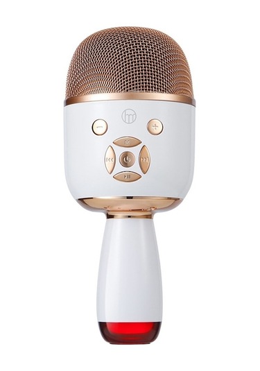 Rogfer K58 Ev Bluetooth Kablosuz Mikrofon Lambalı Cep Telefonu K Şarkı Çocuk Mikrofon Ses Beyaz