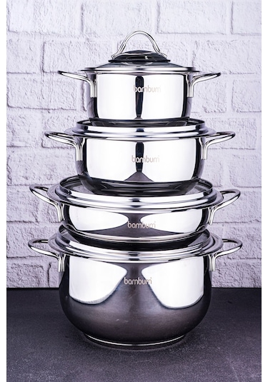 Harmony 8 Parça Çelik Tencere Seti Gümüş