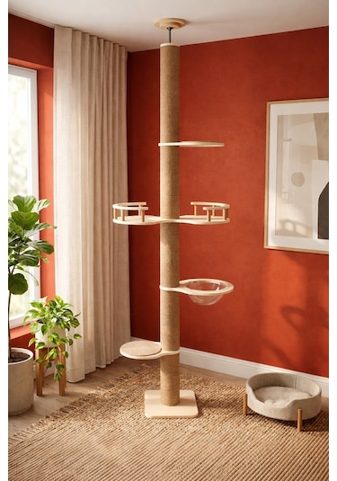 Zeyn Premium Lüx Kedi Kulesi Kedi Oyun Evi Kedi Tırmalama Kulesi