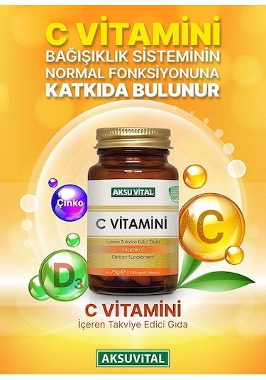 C Vitamini Aksu Vital 1250 Mg 60 Kapsül