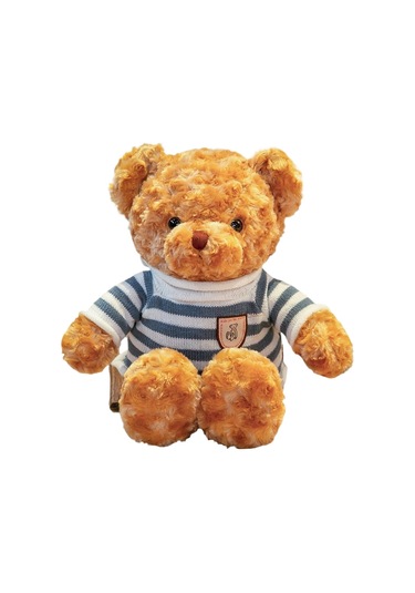 Turki Teddy Ayı Plush Toy Renkli Pillow 40cm Kahverengi Çiçek Mavi Çizgili