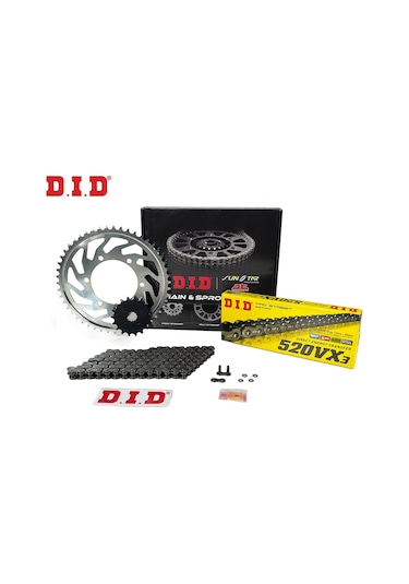 Zincir Dişli Seti Kawasakı Versys Abs 650 Cc 2007-2022 / Kawasakı / Versys 650 Abs / 650cc / Zincir: Dıd-520vx3 Çelik -114 / Ön Dişli: Jt 15t / Arka Dişli: Sunstar 46t / 2007-2008-2009-2010-2011-2012-2013-2014-2015-2016-2017-2018-2019-2020-2021