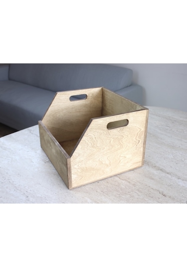 Ahşap Lp Plak Sandığı - Organizer Kutu - Wooden Lp Record Box Ceviz