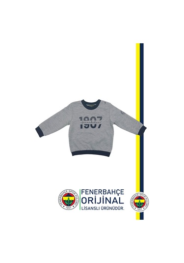 Fenerbahçe Lisanslı Uzun Kol Lacivert Bebek 1907 Sweat Gri