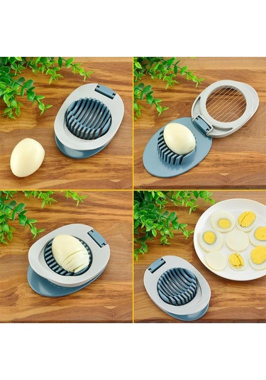 Mavi Çok Fonksiyonlu Yumurta Dilimleme Bölüm Kesici Bölücü Plastik Yumurta Ayırıcı Kesim Yumurta Cihazı Yaratıcı Yumurta Kesici Aletler Mutfak Gadget Mavi