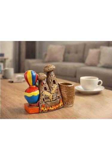 Athstore Kapadokya Peribacası Alçı Balonlu Kalem Kutusu, Kalemlik