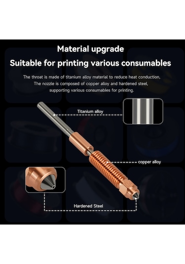 Lemestar Ender-3 V3/k1c/k1 Max Uyumlu 0.2mm Çelik Kaplama Bakır Nozzle - 3d Yazıcı Bimetal Aksesuarı Gümüş