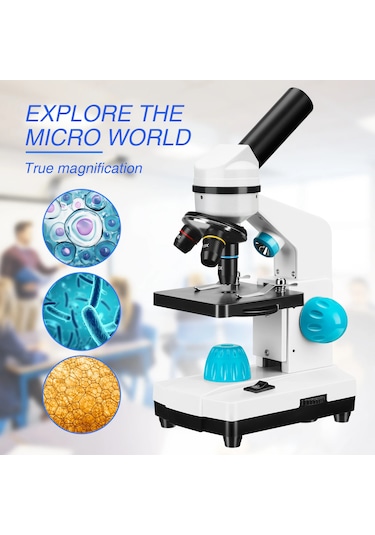 Monozone 2000x Zoom Monoküler Mikroskop Kiti Laboratuvar Eğitim