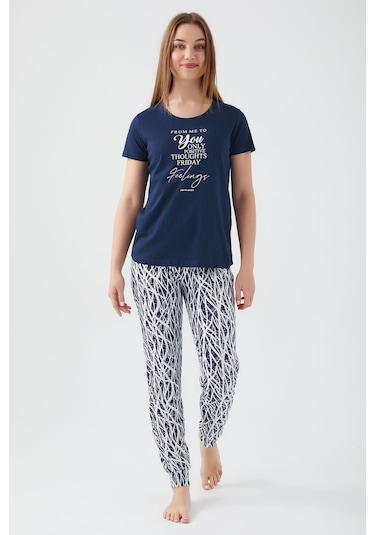 Pierre Cardin 8611 Kadın Kısa Kol Pijama Takım Lacivert