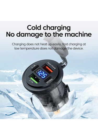 120 W Modifiye Araç Şarj Cihazı Hızlı Şarj Gerilimi Göstergesi 4 Port Usb Tip C Black Black