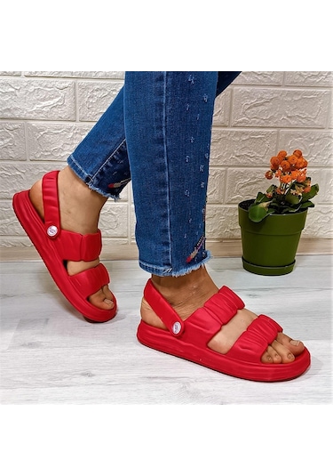 Calx 1260 Kırmızı Hafif Rahat Kadın Terlik & Sandalet 001