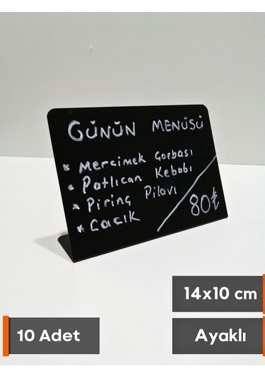 10 Ad Silinebilir Karatahta Siyah Etiket Stand İsimlik 14x10 Cm