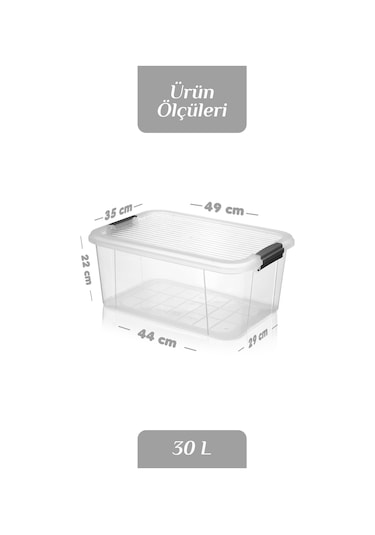 2'li 30l Multibox Saklama Kabı Kilitli Kapaklı Çok Amaçlı Düzenleyici Kiler Depolama Saklama Kutusu Şeffaf