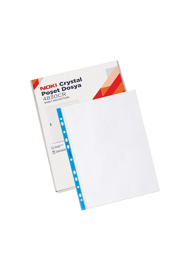 Noki Poşet Dosya 4830cr Kristal Mavi Şeritli 100'lü Kutu