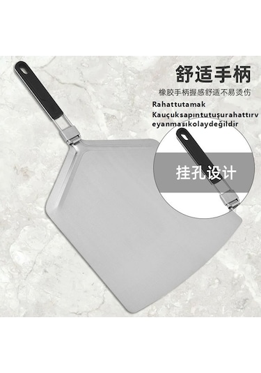 Katlanır Paslanmaz Çelik Pizza Ve Kek Spatulası Gümüş - Siyah Gümüş - Siyah