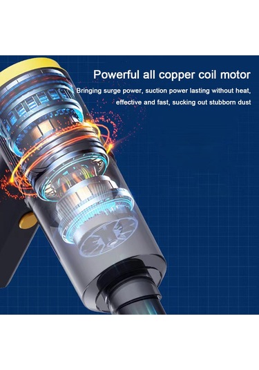 Gajeena Kablosuz Araç Şarjlı Süpürge - 3700pa Güçlü Emiş, Şarj Edilebilir, Taşınabilir